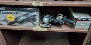 lot 207 image: Black & Decker sander polisher, Ryobi 4 angle grinder and Jeason 4.5 disc grinder