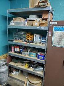 lot 209 image: Metal shelf.  Contents not included.