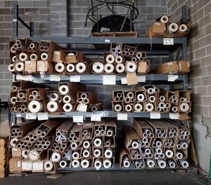 lot 253 image: Industrial shelving rack.  1 section.  Includes 2 upright frames and 4 shelves.