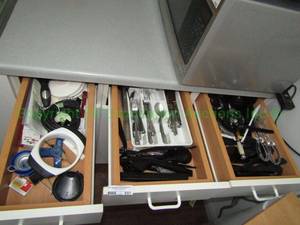 lot 651 image: Assorted utensils plus as shown, contents of drawers and cabinet