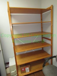 lot 637 image: Pinewood display shelving unit 82 x 49 x 24