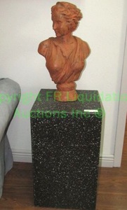 lot 615 image: Roman style female bust (20 tall) and pedestal 14 x 14 x 24