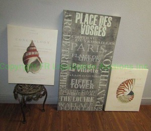 lot 676 image: Three prints and accent table as shown. largest 39 x 26