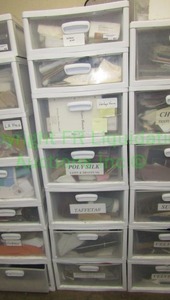 lot 451 image: Assorted fabric samples and remnants includes contents and 7 stacking drawers
