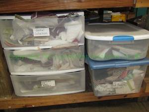 lot 483 image: Assorted fabric samples, remnants and totes as shown