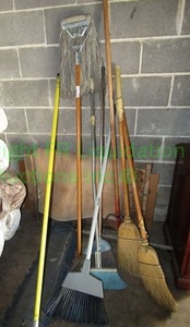 lot 371 image: Brooms, mops plus as shown