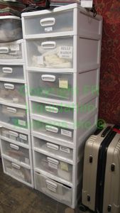 lot 492 image: Assorted fabric samples and remnants includes contents and 8 stacking drawers