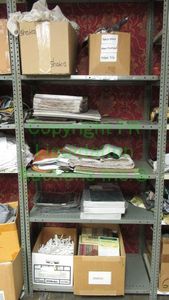 lot 501 image: Assorted fabric samples and remnants contents of shelving unit. Shelving unit not included