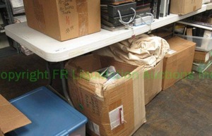 lot 547 image: Lifetime plastic folding leg table, contents not included, 29 x 72 x 30