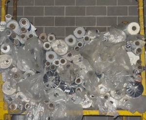 lot 279 image: Massive selection of fabric rolls.  Huge lot.  Patterns vary.