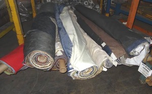 lot 280 image: Large selection of fabric rolls.  Generous quantity.  Patterns vary.