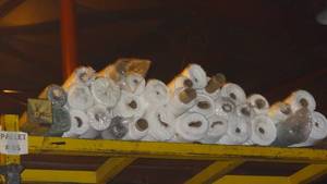 lot 284 image: Large selection of fabric rolls.  Generous quantity.  Patterns vary.
