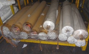 lot 285 image: Large selection of fabric rolls.  Generous quantity.  Patterns vary.