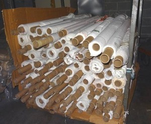 lot 318 image: Large selection of fabric rolls.  Generous quantity.  Patterns vary.