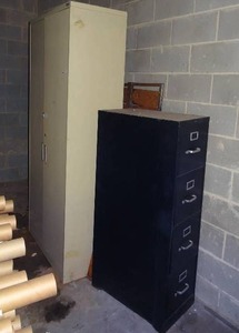 lot 319 image: Metal cabinet and 4-drawer vertical file cabinet