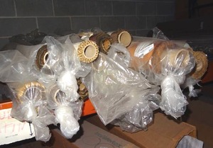 lot 327 image: Large selection of fabric rolls.  Generous quantity.  Patterns vary.