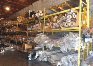 lot 337 image: Industrial shelving rack sections.  6 sections total.  Includes 7 upright frames and 24 shelves. total width, 630 144 tall 36 depth