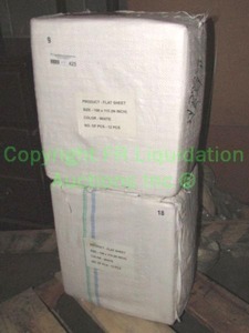 lot 425 image: New 2 case (12 pcs each) white flat sheets 108 x 115 each. Bid is times the quantity