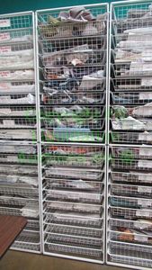 lot 458 image: Wire frame storage drawer unit 82 x 22 x 21 and contents of fabric samples & remnants