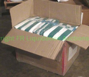 lot 399 image: New 1 case (24 towels) Hotel logo green white reversible cabana pool towels