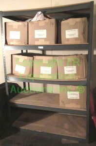 lot 431 image: Metal utility shelf plus contents of fabric samples & remnants