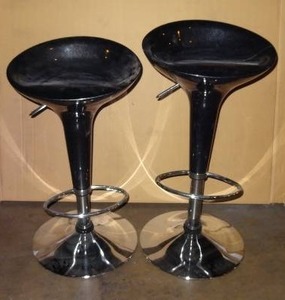 lot 682 image: 2 Modern Midnight Sparkle Adjustable Barstools w Footrest