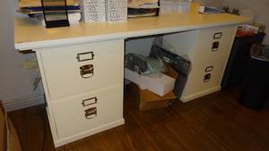 lot 707 image: Wooden desk credenza.  Contents not included.  Matches lots 706 & 708.