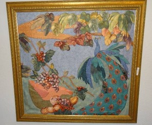 lot 710 image: Large fabric tapestry w frame