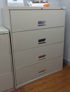 lot 716 image: Filex lateral file cabinet w 4 drawers.  Measures 42 x 52 x 18.  Contents not included.
