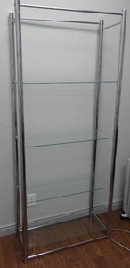 lot 719 image: Metal & glass modern shelf w 4 shelves.