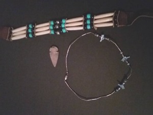 lot 70 image: Native Jewelry(1 Fetish Necklace, 1 Choker, 1 Arrowhead)