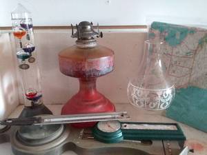 lot 133 image: Vintage Lantern, Map, Thermometers(including Galileo Thermometer)&nbsp