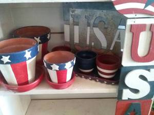 lot 134 image: Patriotic Dcor(Including Signs, Planters, and U.S. Flag on Pole)