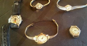 lot 16 image: 5 Pc Watches. Disney, Bulova, Neiman Marcus, etc
