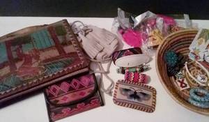 lot 33 image: Handwoven Basket with Native and Tribal Accessories