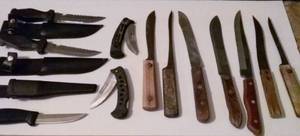 lot 36 image: 12 pc Knife Lot (some old carbon blades).&nbsp