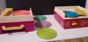 lot 37 image: 2 Vintage Fischer Price Toy Record Players plus 5 Records