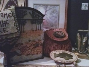 lot 51 image: Fishing Dcor( Vintage Fishing Basket, art, and more)