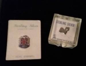 lot 57 image: 2 Sterling Pieces, tie tack and charm
