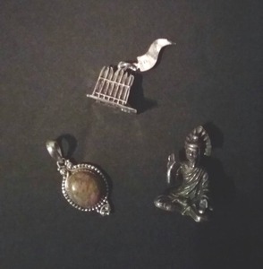 lot 66 image: 3 Sterling Silver PendantsCharms.