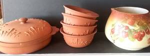 lot 122 image: Terra Cotta Ware and Old Crockery Jug(some damage)