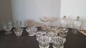 lot 138 image: Generous Quantity of Glass and Crystal Candleholders