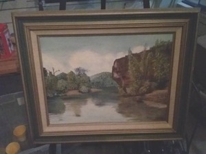 lot 190 image: Rugged Landscape Painting on Canvas.  B McFadden