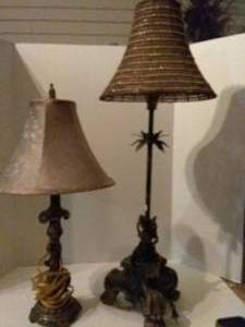 lot 240 image: 2 Decorative Table Lamps(one Beaded Shade)
