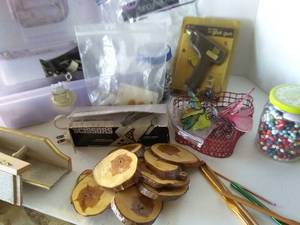 lot 259 image: Box of Crafting Supplies. Beads, Conchos, Buttons, and more