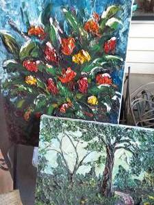 lot 263 image: 2 3-D Acrylic Paintings. Very Unique and Bright