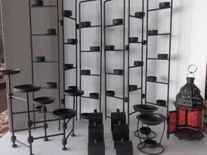 lot 285 image: Black Metal Candleholders. 8 Pcs