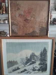 lot 292 image: 2 Vintage Asian Silk Paintings