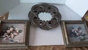 lot 272 image: 2 Magnolia Paintings with Scrolled Mirror