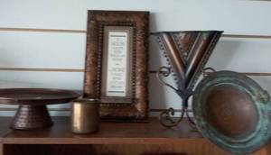 lot 262 image: Copper Dcor. Cake Stand, Bowl, Vase, & more
